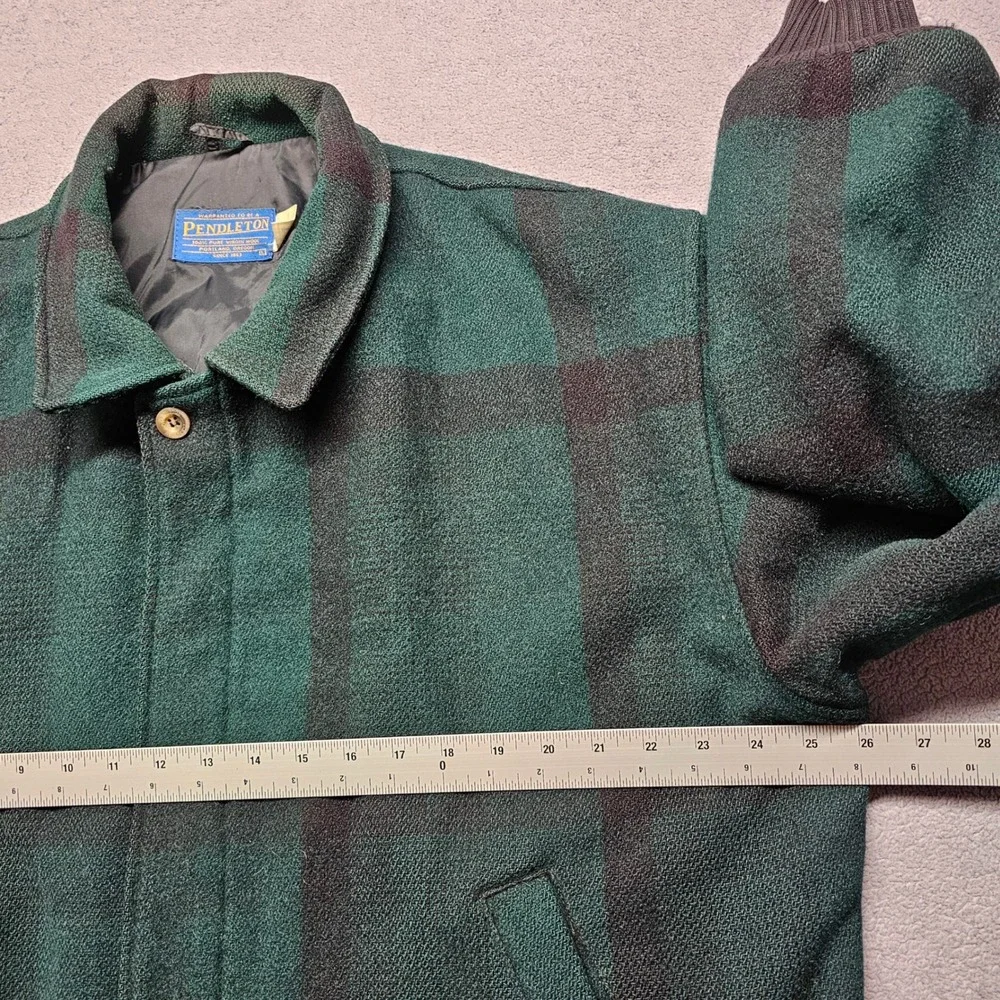 Pendleton Mens Green Plaid‎ Virgin Wool Thinsulate Warm Bomber Jacket Size L